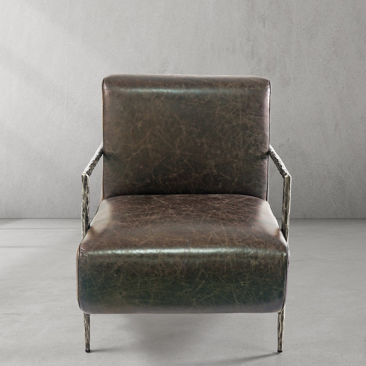 Aurelia Forge Genuine Brown Leather Accent Chair
