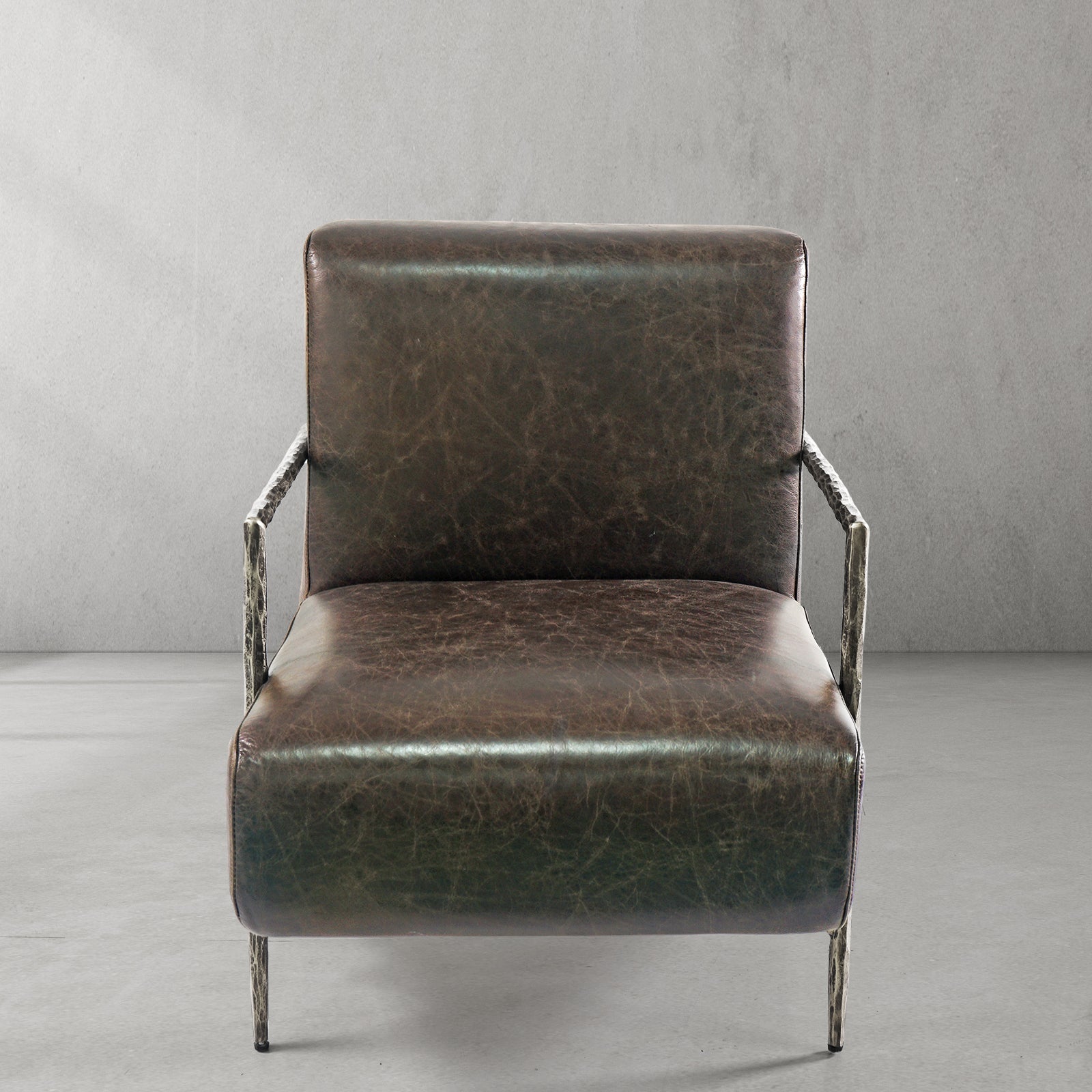 Aurelia Forge Genuine Brown Leather Accent Chair