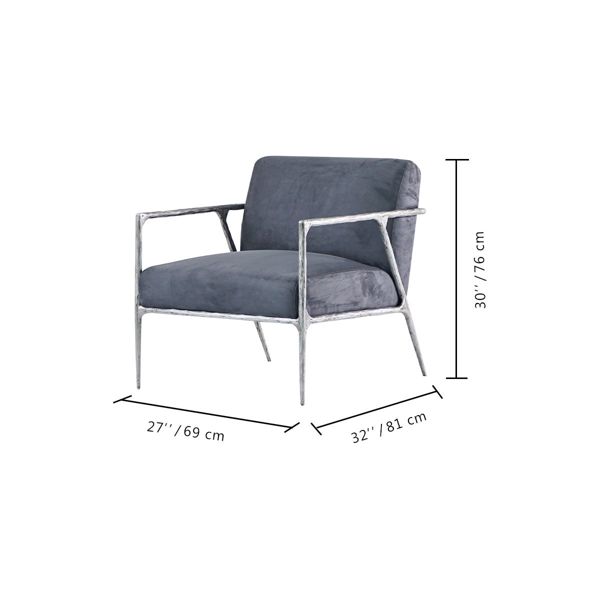 Aurelia Forge Retro Silver Iron Frame  Armchair